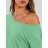 imageTrendy Queen Womens Off The Shoulder Tops Oversized Tshirts Long Sleeve 2026 Casual Basic TeesGreen