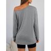 imageTrendy Queen Womens Off The Shoulder Tops Oversized Tshirts Long Sleeve 2026 Casual Basic TeesGrey