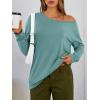 imageTrendy Queen Womens Off The Shoulder Tops Oversized Tshirts Long Sleeve 2026 Casual Basic TeesGrey Green