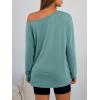 imageTrendy Queen Womens Off The Shoulder Tops Oversized Tshirts Long Sleeve 2026 Casual Basic TeesGrey Green