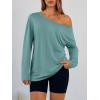 imageTrendy Queen Womens Off The Shoulder Tops Oversized Tshirts Long Sleeve 2026 Casual Basic TeesGrey Green