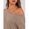 imageTrendy Queen Womens Off The Shoulder Tops Oversized Tshirts Long Sleeve 2026 Casual Basic TeesKhaki