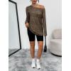 imageTrendy Queen Womens Off The Shoulder Tops Oversized Tshirts Long Sleeve 2026 Casual Basic TeesLeopard