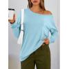 imageTrendy Queen Womens Off The Shoulder Tops Oversized Tshirts Long Sleeve 2026 Casual Basic TeesLight Blue