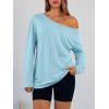 imageTrendy Queen Womens Off The Shoulder Tops Oversized Tshirts Long Sleeve 2026 Casual Basic TeesLight Blue
