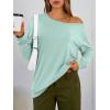 imageTrendy Queen Womens Off The Shoulder Tops Oversized Tshirts Long Sleeve 2026 Casual Basic TeesMint Green