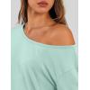 imageTrendy Queen Womens Off The Shoulder Tops Oversized Tshirts Long Sleeve 2026 Casual Basic TeesMint Green