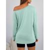 imageTrendy Queen Womens Off The Shoulder Tops Oversized Tshirts Long Sleeve 2026 Casual Basic TeesMint Green