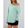 imageTrendy Queen Womens Off The Shoulder Tops Oversized Tshirts Long Sleeve 2026 Casual Basic TeesMint Green