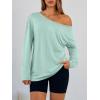 imageTrendy Queen Womens Off The Shoulder Tops Oversized Tshirts Long Sleeve 2026 Casual Basic TeesMint Green
