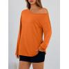 imageTrendy Queen Womens Off The Shoulder Tops Oversized Tshirts Long Sleeve 2026 Casual Basic TeesOrange