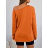 imageTrendy Queen Womens Off The Shoulder Tops Oversized Tshirts Long Sleeve 2026 Casual Basic TeesOrange