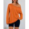 imageTrendy Queen Womens Off The Shoulder Tops Oversized Tshirts Long Sleeve 2026 Casual Basic TeesOrange