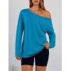 imageTrendy Queen Womens Off The Shoulder Tops Oversized Tshirts Long Sleeve 2026 Casual Basic TeesRoyal Blue