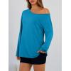 imageTrendy Queen Womens Off The Shoulder Tops Oversized Tshirts Long Sleeve 2026 Casual Basic TeesRoyal Blue