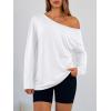 imageTrendy Queen Womens Off The Shoulder Tops Oversized Tshirts Long Sleeve 2026 Casual Basic TeesWhite