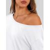 imageTrendy Queen Womens Off The Shoulder Tops Oversized Tshirts Long Sleeve 2026 Casual Basic TeesWhite