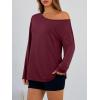 imageTrendy Queen Womens Off The Shoulder Tops Oversized Tshirts Long Sleeve 2026 Casual Basic TeesWinered