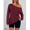 imageTrendy Queen Womens Off The Shoulder Tops Oversized Tshirts Long Sleeve 2026 Casual Basic TeesWinered
