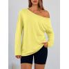 imageTrendy Queen Womens Off The Shoulder Tops Oversized Tshirts Long Sleeve 2026 Casual Basic TeesYellow