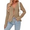 imageTrendy Queen Womens Tie Front Tops Fall Cardigan Sweaters 2026 Fashion Crochet Crop Winter Clothes Cute Y2K Casual OutfitsCoffeegrey