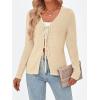 imageTrendy Queen Womens Tie Front Tops Fall Cardigan Sweaters 2026 Fashion Crochet Crop Winter Clothes Cute Y2K Casual OutfitsCream