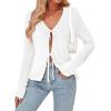 imageTrendy Queen Womens Tie Front Tops Fall Cardigan Sweaters 2026 Fashion Crochet Crop Winter Clothes Cute Y2K Casual OutfitsWhite