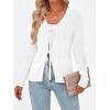 imageTrendy Queen Womens Tie Front Tops Fall Cardigan Sweaters 2026 Fashion Crochet Crop Winter Clothes Cute Y2K Casual OutfitsWhite