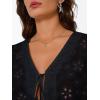 imageTrendy Queen Womens Tie Front Tops Summer Beach Vacation 2026 Fashion Outfits Loose Fit Blouses Eyelet Embroidered ClothesBlack