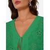 imageTrendy Queen Womens Tie Front Tops Summer Beach Vacation 2026 Fashion Outfits Loose Fit Blouses Eyelet Embroidered ClothesGreen