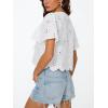 imageTrendy Queen Womens Tie Front Tops Summer Beach Vacation 2026 Fashion Outfits Loose Fit Blouses Eyelet Embroidered ClothesWhite