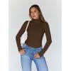 imageTrendy Queen Womens Turtleneck Long Sleeve Shirts Spring Fashion Basic Thermal Underwear Tops Winter Clothes 2026Chocolate Brown