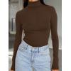 imageTrendy Queen Womens Turtleneck Long Sleeve Shirts Spring Fashion Basic Thermal Underwear Tops Winter Clothes 2026Chocolate Brown