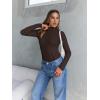 imageTrendy Queen Womens Turtleneck Long Sleeve Shirts Spring Fashion Basic Thermal Underwear Tops Winter Clothes 2026Coffee