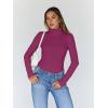 imageTrendy Queen Womens Turtleneck Long Sleeve Shirts Spring Fashion Basic Thermal Underwear Tops Winter Clothes 2026Fuchsia