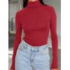 imageTrendy Queen Womens Turtleneck Long Sleeve Shirts Spring Fashion Basic Thermal Underwear Tops Winter Clothes 2026Red