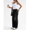 imageTrendy Queen Womens Wide Leg Jeans High Waisted Straight Leg Jeans Stretchy Baggy Denim PantsBlack