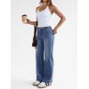 imageTrendy Queen Womens Wide Leg Jeans High Waisted Straight Leg Jeans Stretchy Baggy Denim PantsLight Blue