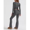 imageTrendy Queen Womens Workout Sets 2 Piece Fall Outfits Square Neck Tops Flare Pants Tracksuits Clothes Winter Fashion 2026Darkgrey