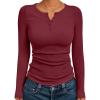 imageTrendy Queen Long Sleeve Henley Shirts for Women Fall Winter Ribbed Thermal Tops Casual Blouses Basics Tees Cute SweatersWinered