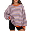 imageTrendy Queen Oversized Sweatshirt for Women 2026 Fall Crewneck Striped Long Sleeve Shirts Hoodies Cute Top Y2K OutfitsPinkblue