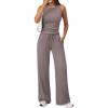 imageTrendy Queen Womens 2 Piece Sweatsuits Lounge Sets Track Suits Tank Tops Wide Leg Pants Spring Matching Outfits 2026Rose Taupe