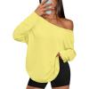 imageTrendy Queen Womens Off The Shoulder Tops Oversized Tshirts Long Sleeve 2026 Casual Basic TeesYellow