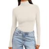 imageTrendy Queen Womens Turtleneck Long Sleeve Shirts Spring Fashion Basic Thermal Underwear Tops Winter Clothes 2026Beige
