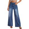 imageTrendy Queen Womens Wide Leg Jeans  High Waisted Baggy Pants Soft Comfort Cotton Denim with a Relaxed FitDark Blue