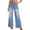imageTrendy Queen Womens Wide Leg Jeans  High Waisted Baggy Pants Soft Comfort Cotton Denim with a Relaxed FitIceland Blue