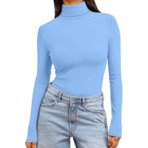 imageTrendy Queen Womens Turtleneck Long Sleeve Shirts Spring Fashion Basic Thermal Underwear Tops Winter Clothes 2026Baby Blue
