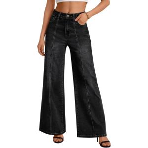 imageTrendy Queen Womens Wide Leg Jeans  High Waisted Baggy Pants Soft Comfort Cotton Denim with a Relaxed FitBlack