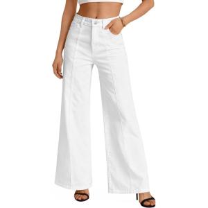 imageTrendy Queen Womens Wide Leg Jeans  High Waisted Baggy Pants Soft Comfort Cotton Denim with a Relaxed FitWhite