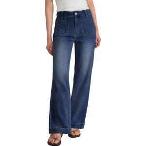 imageTrendy Queen Womens Wide Leg Jeans High Waisted Straight Leg Jeans Stretchy Baggy Denim PantsDeep Blue